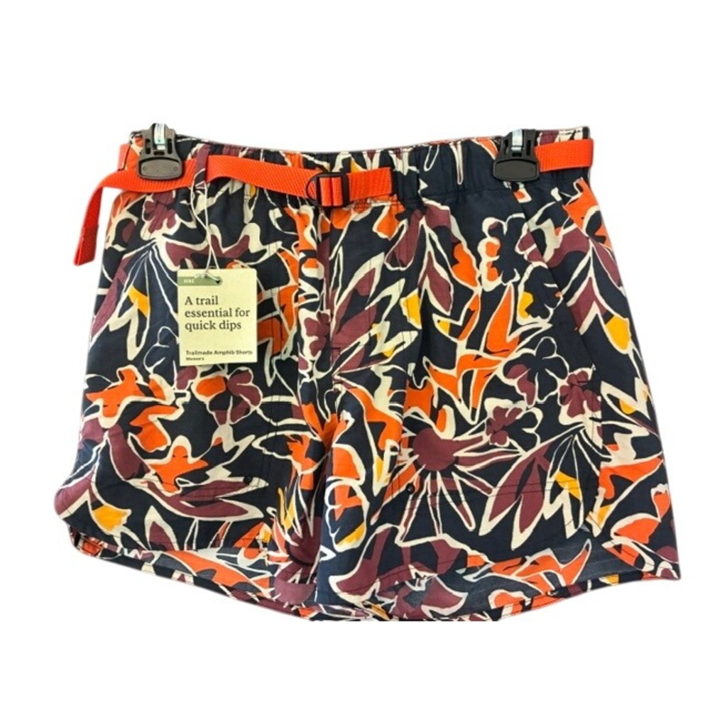 REI Trailmade Amphib Shorts Womens XS Blue Orange New Floral Hiking Belted